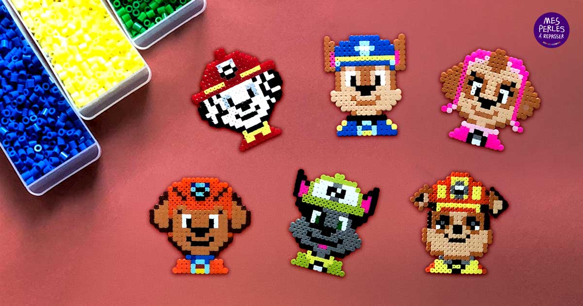 La Pat Patrouille en perles à repasser - PDF à imprimer - Free printable Paw Patrol perler beads patterns! - PDF in actual size for pegboards!