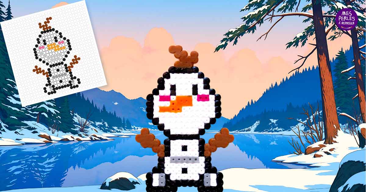 Modèle de perles à repasser Disney à imprimer - Olaf la Reine des Neiges - Easy & Free printable Disney Frozen perler beads pattern! Actual size for pegboards!