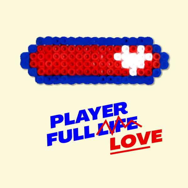 Modèle de perles à repasser à imprimer Retro Gaming Coeurs -DIY Creation Fête des Mères, fête des pères - Free printable Retro gaming hearts perler beads pattern! DIY creation for mother's day, father's day! Actual size for pegboards!