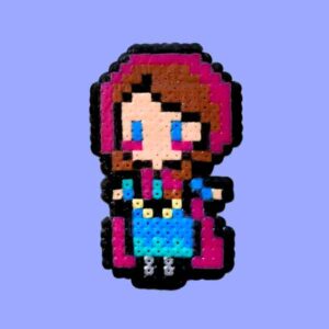 Modèle de perles à repasser Disney à imprimer - Anna la Reine des Neiges - Easy & Free printable Disney Frozen perler beads pattern! Actual size for pegboards!