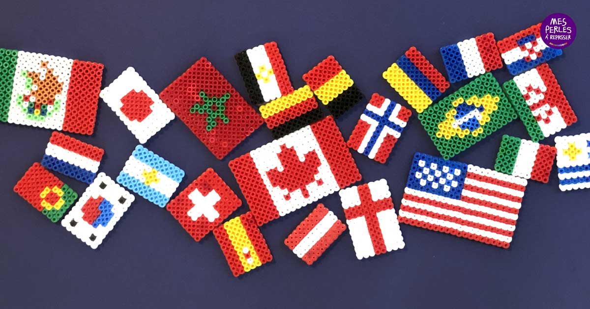 Modèle perles à repasser FIFA 2026 à imprimer gratuit - Coupe du Monde de Football - Crée tes drapeaux du monde pour ta déco ! Free printable 2026 FIFA World Cup - World flags - perler beads patterns