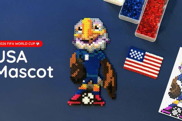 Modèle perles à repasser FIFA 2026 à imprimer gratuit - Coupe du Monde de Football - Crée ta mascotte USA pour ta déco 100% foot ! Free printable 2026 FIFA World Cup - USA Mascot - perler beads patterns