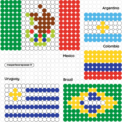 Modèle perles à repasser FIFA 2026 à imprimer gratuit - Coupe du Monde de Football - Crée tes drapeaux du monde pour ta déco ! Free printable 2026 FIFA World Cup - World flags - perler beads patterns