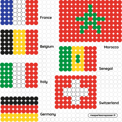 Modèle perles à repasser FIFA 2026 à imprimer gratuit - Coupe du Monde de Football - Crée tes drapeaux du monde pour ta déco ! Free printable 2026 FIFA World Cup - World flags - perler beads patterns
