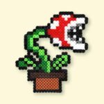 Modèle de perles à repasser Super Mario à imprimer - Plante Carnivore - Easy & Free printable Super Mario Piranha Plant perler beads pattern! Actual size for pegboards!