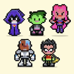 Modèle de perles à repasser à imprimer Teen Titans Go! - Easy & Free printable Teen Titans Go! characters perler beads pattern! Actual size for pegboards!