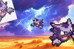 Modèle de perles à repasser Pokémon à imprimer en PDF - Spectrum - Easy & Free printable Pokemon Haunter perler beads pattern! Actual size for pegboards!