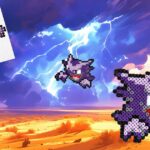 Modèle de perles à repasser Pokémon à imprimer en PDF - Spectrum - Easy & Free printable Pokemon Haunter perler beads pattern! Actual size for pegboards!