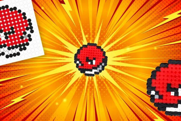 Modèle de perles à repasser Pokémon à imprimer en PDF - Voltorbe - Easy & Free printable Pokemon Voltorb perler beads pattern! Actual size for pegboards!