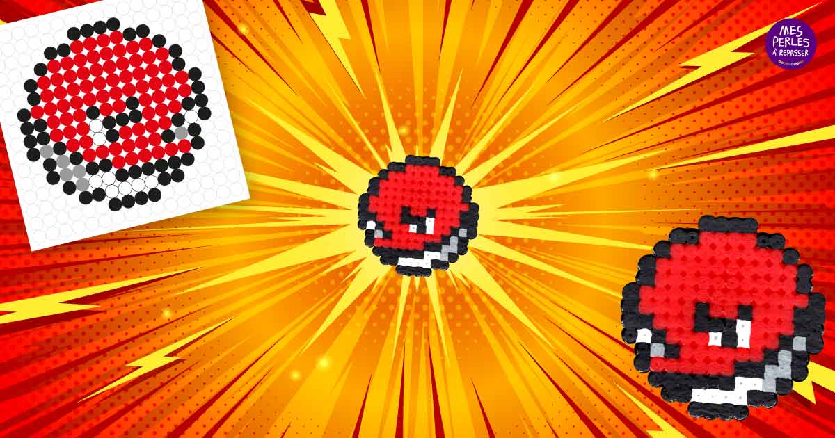 Modèle de perles à repasser Pokémon à imprimer en PDF - Voltorbe - Easy & Free printable Pokemon Voltorb perler beads pattern! Actual size for pegboards!