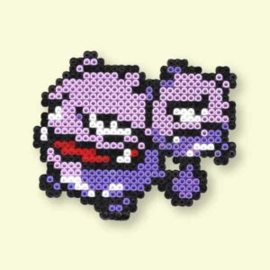 Modèle de perles à repasser Pokémon à imprimer en PDF - Smogogo - Easy & Free printable Pokemon Weezing perler beads pattern! Actual size for pegboards!
