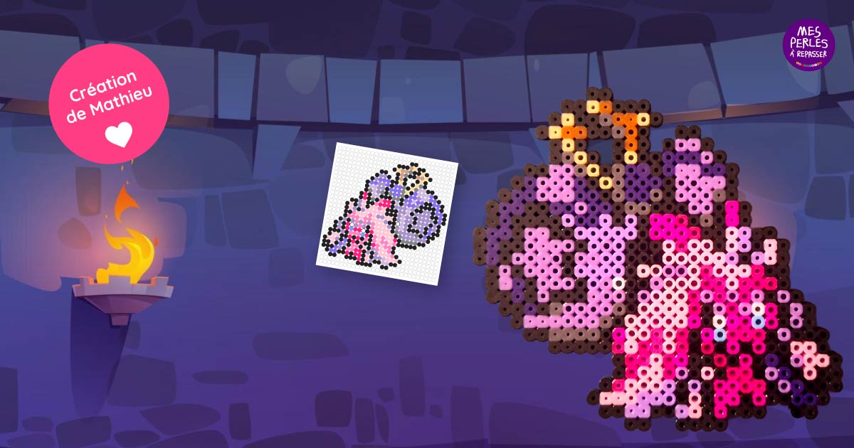 Modèle de perles à repasser Pokémon à imprimer en PDF - Forgelina - Easy & Free printable Pokemon Tinkaton perler beads pattern! Actual size for pegboards!