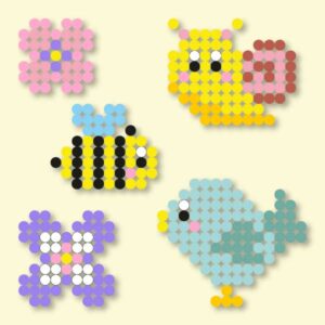 Modèles de perles à repasser faciles Animaux à imprimer en PDF - Printemps - Easy & Free printable Spring Animals perler beads patterns! Actual size for pegboards!