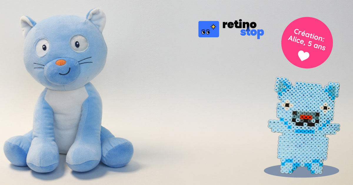 Modèle de perles à repasser - Tino, petit chat bleu - RetinoStop Association - Free printable Blue Cat perler beads pattern. Actual size for pegboards